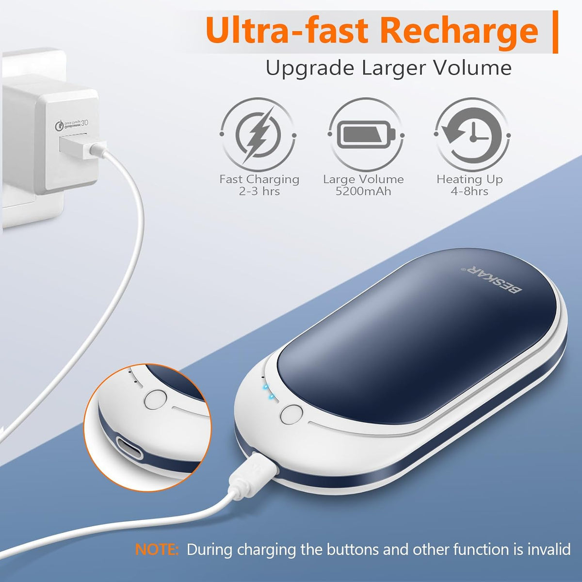 Rechargeable Hand Warmer, 5200Mah Electric Handwarmers