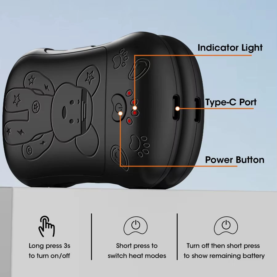 2-Pack Rechargeable Hand Warmer, 6000Mah Portable Reusable Hand Warmer with Double-Sided Heating, USB 2-In-1 Hand Warmer